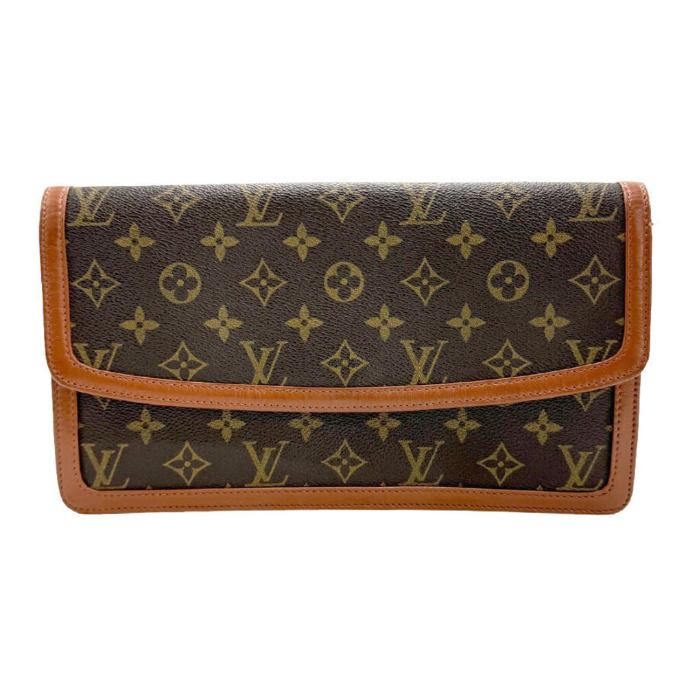 Louis Vuitton Clutch Bag Monogram Pochette Dam Canvas Brown